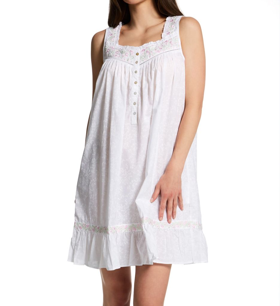 Sleeveless Floral Embroidered V-Neck Woven Chemise