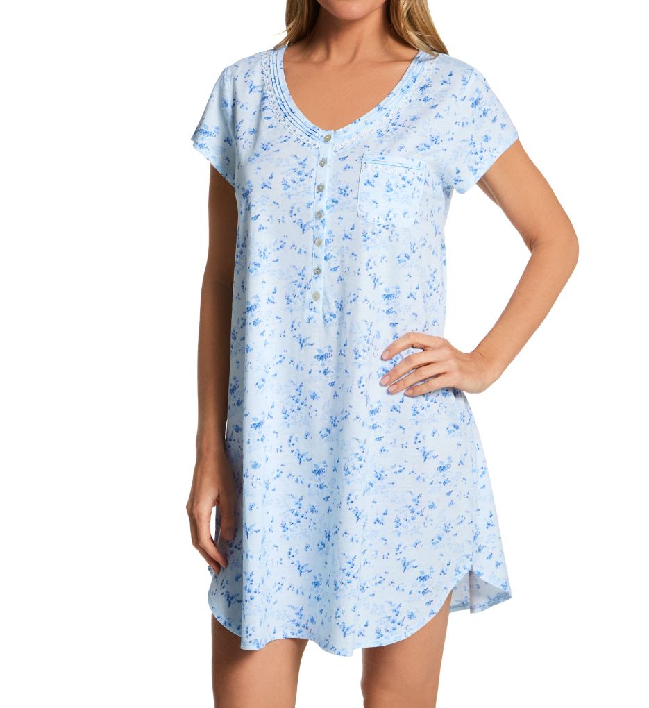 100% Cotton Jersey Knit Short Sleeve Nightgown-gs