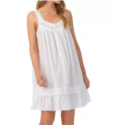 Sleeveless Woven Short Chemise White L