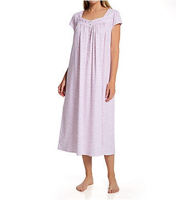 Eileen West 100% Cotton Jersey Cap Sleeve Long Nightgown