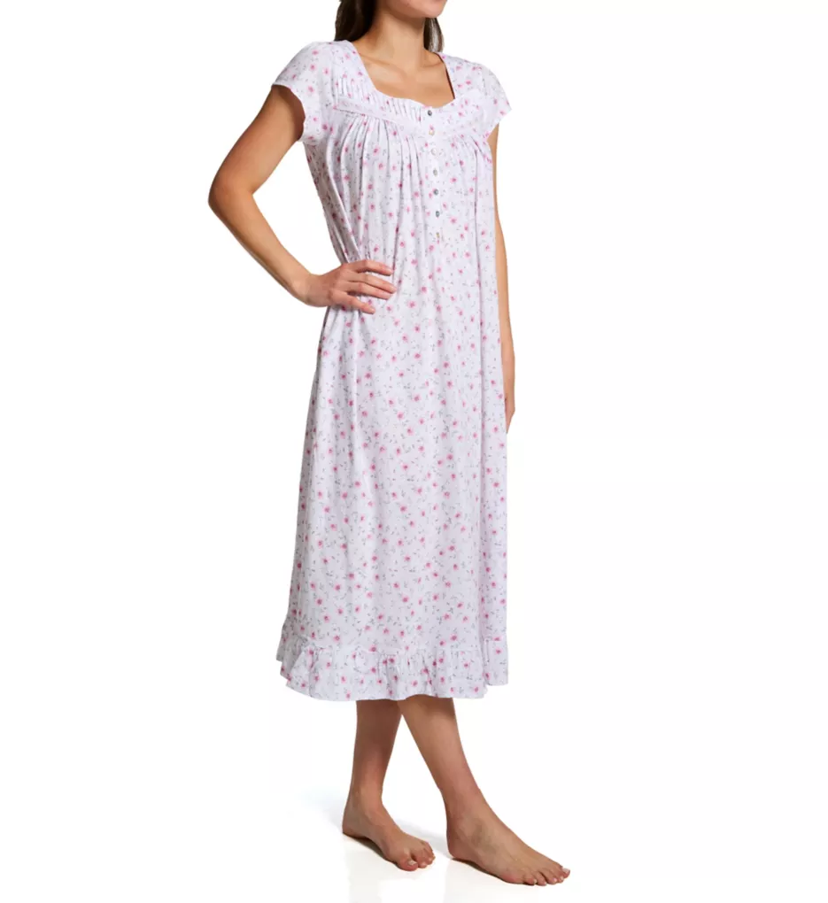 Eileen West 100% Cotton Jersey Knit Cap Sleeve Long Nightgown 5426618 - Image 1