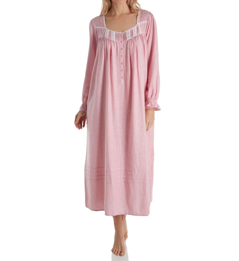 Flannel Stripe Long Sleeve Ballet Nightgown-fs