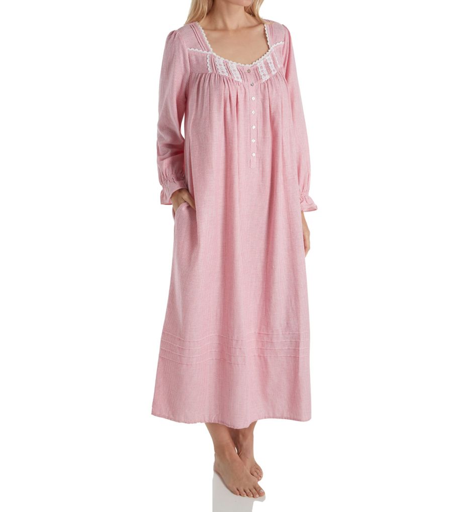 Flannel Stripe Long Sleeve Ballet Nightgown-gs