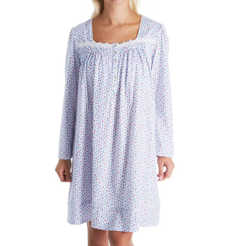 Cotton Jersey Knit Long Sleeve Nightgown-fs