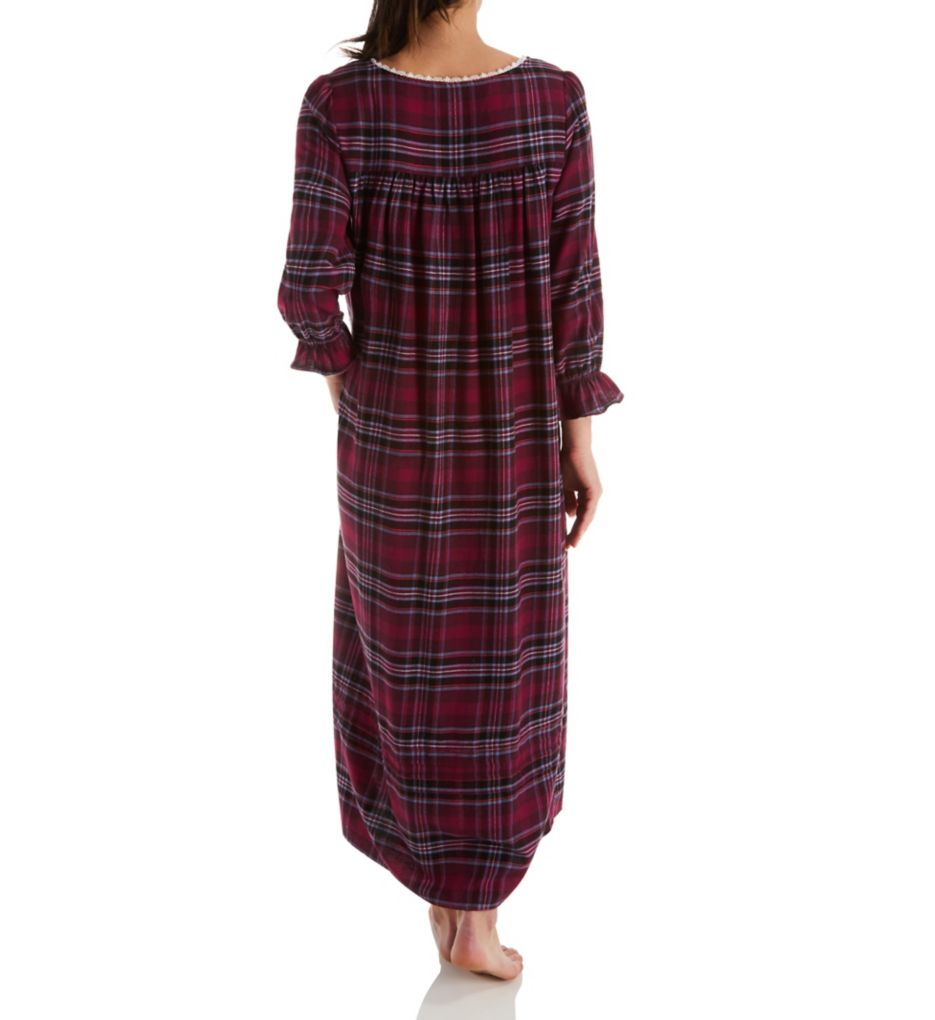 Holiday Plaid Flannel Ballet Long Sleeve Nightgown-bs