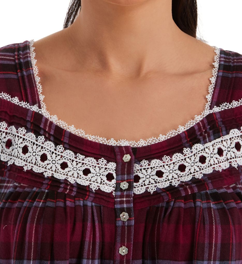 Holiday Plaid Flannel Ballet Long Sleeve Nightgown-cs2