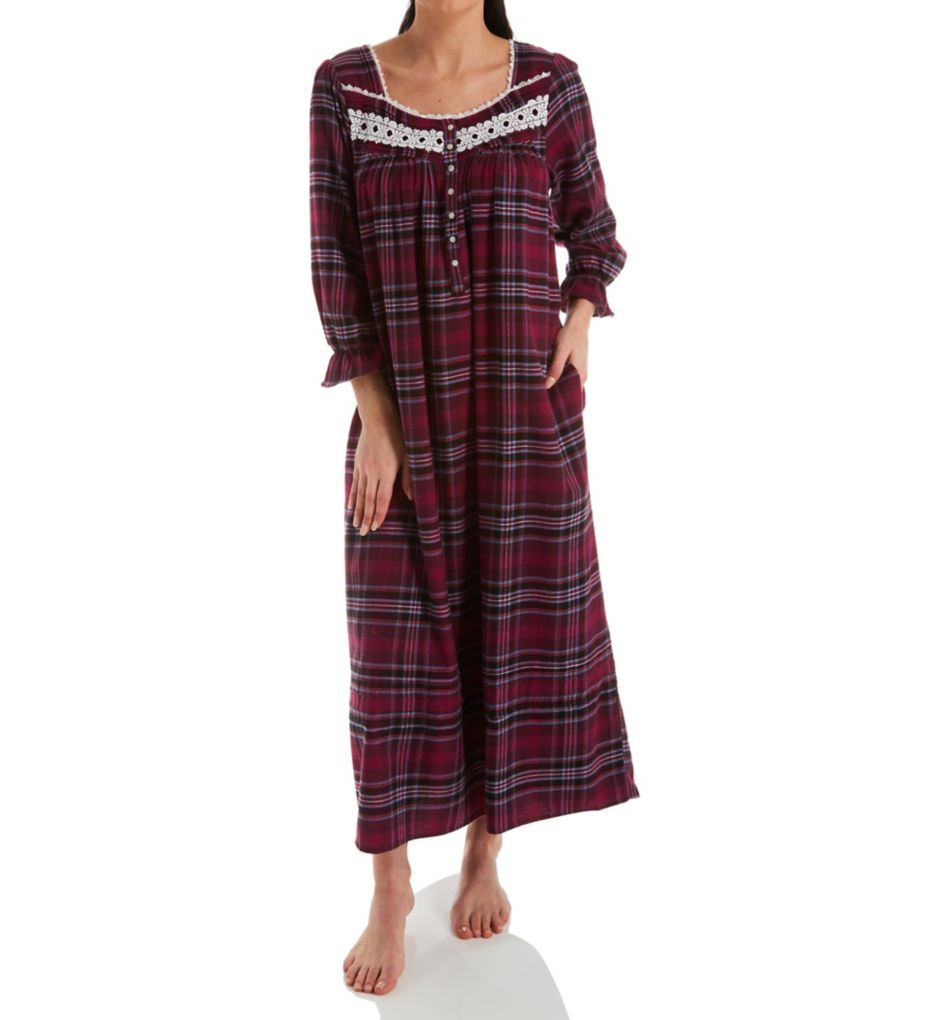 Holiday Plaid Flannel Ballet Long Sleeve Nightgown-fs