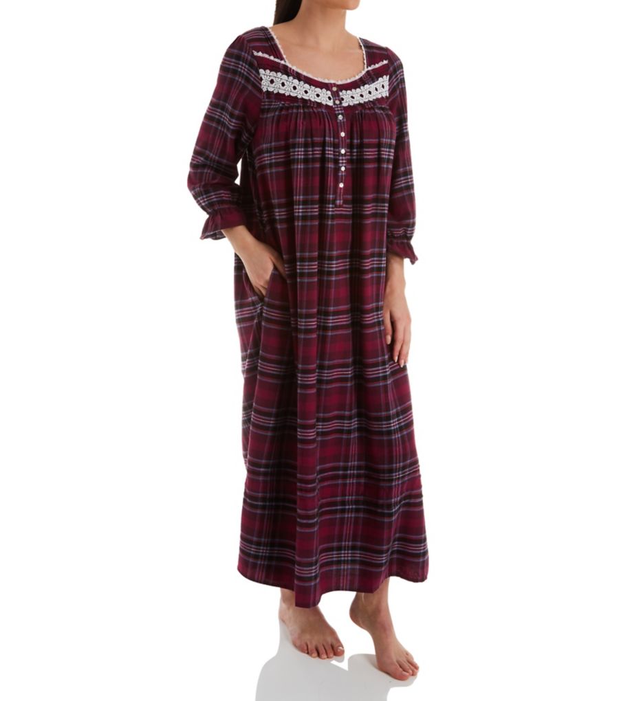 Holiday Plaid Flannel Ballet Long Sleeve Nightgown-gs