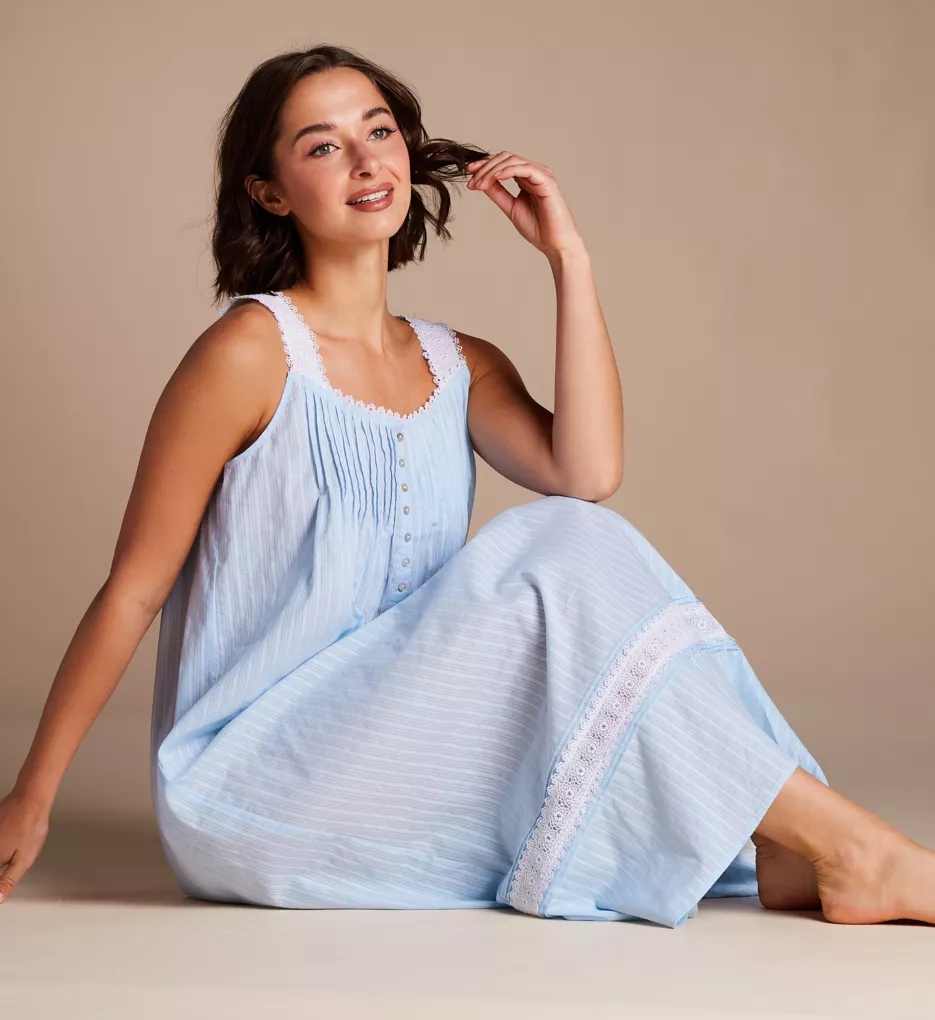 100% Cotton Sleeveless Stripe Ballet Gown Peri Blue XL