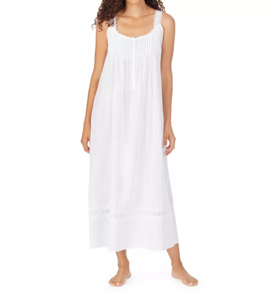 100% Cotton Sleeveless Stripe Ballet Gown White S