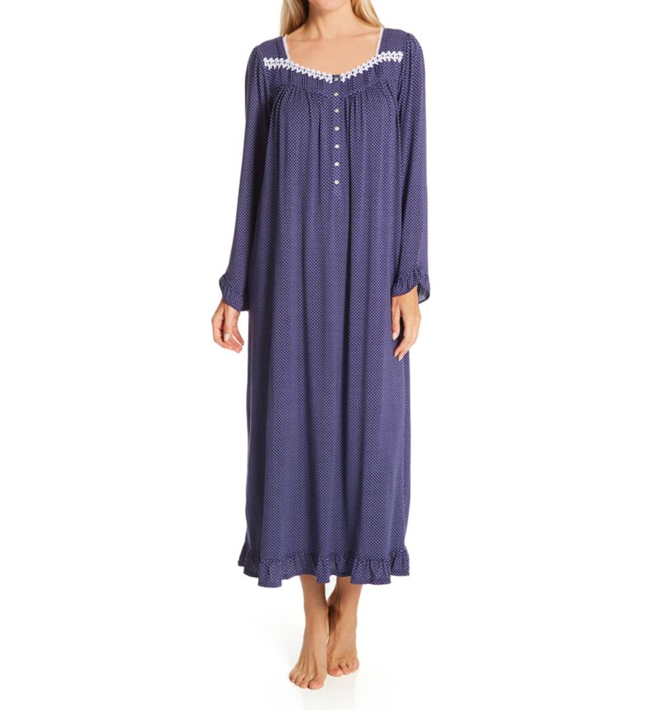 Modal Spandex Knit Waltz Long Sleeve Nightgown-fs