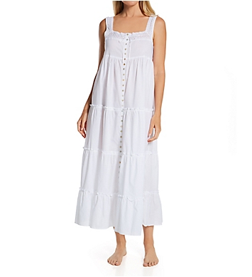Eileen West 100% Cotton Lawn Sleeveless Button Front Nightgown