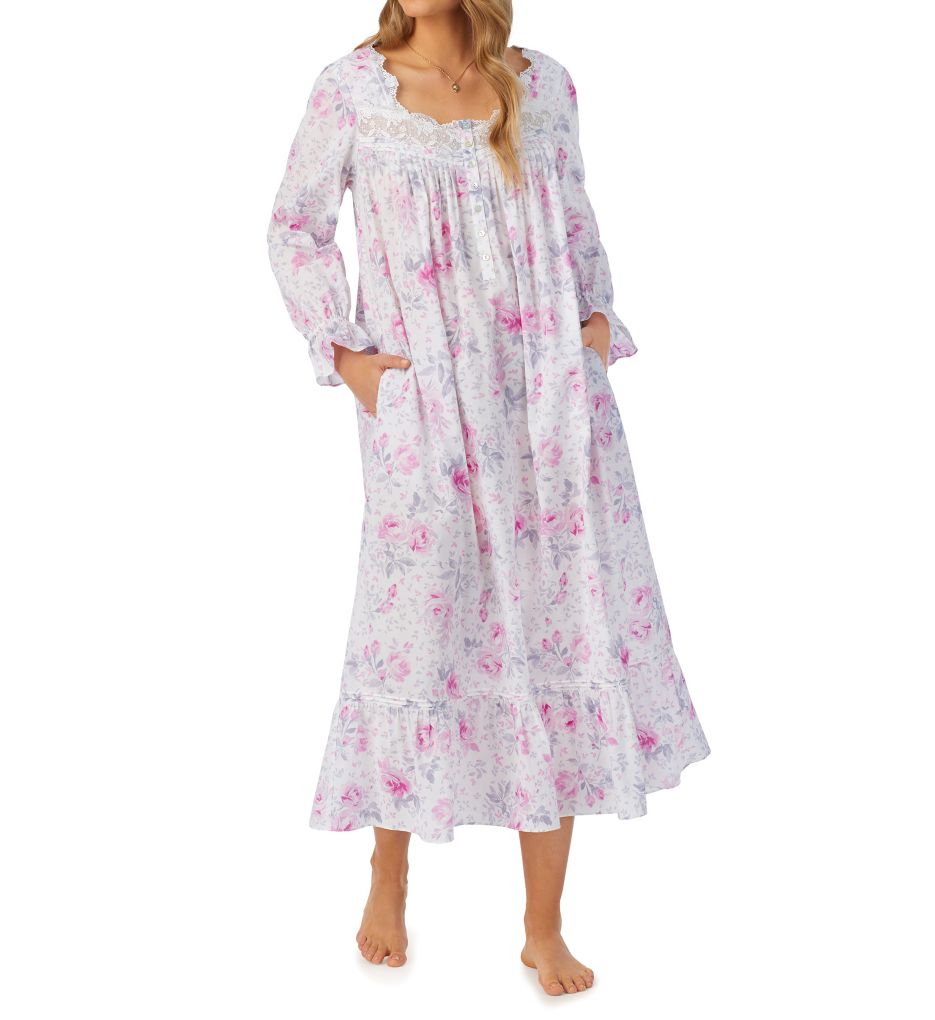 100% Cotton Lawn Long Sleeve Ballet Nightgown Rose Floral S by