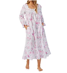 100% Cotton Lawn Long Sleeve Ballet Nightgown Rose Floral S