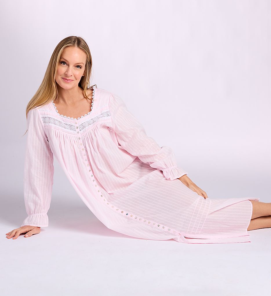 100% Cotton Long Sleeve Button Front Gown