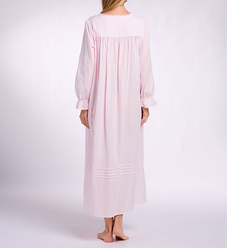 Eileen West Cotton Dobby Stripe Button Front Robe Iconic White / XL