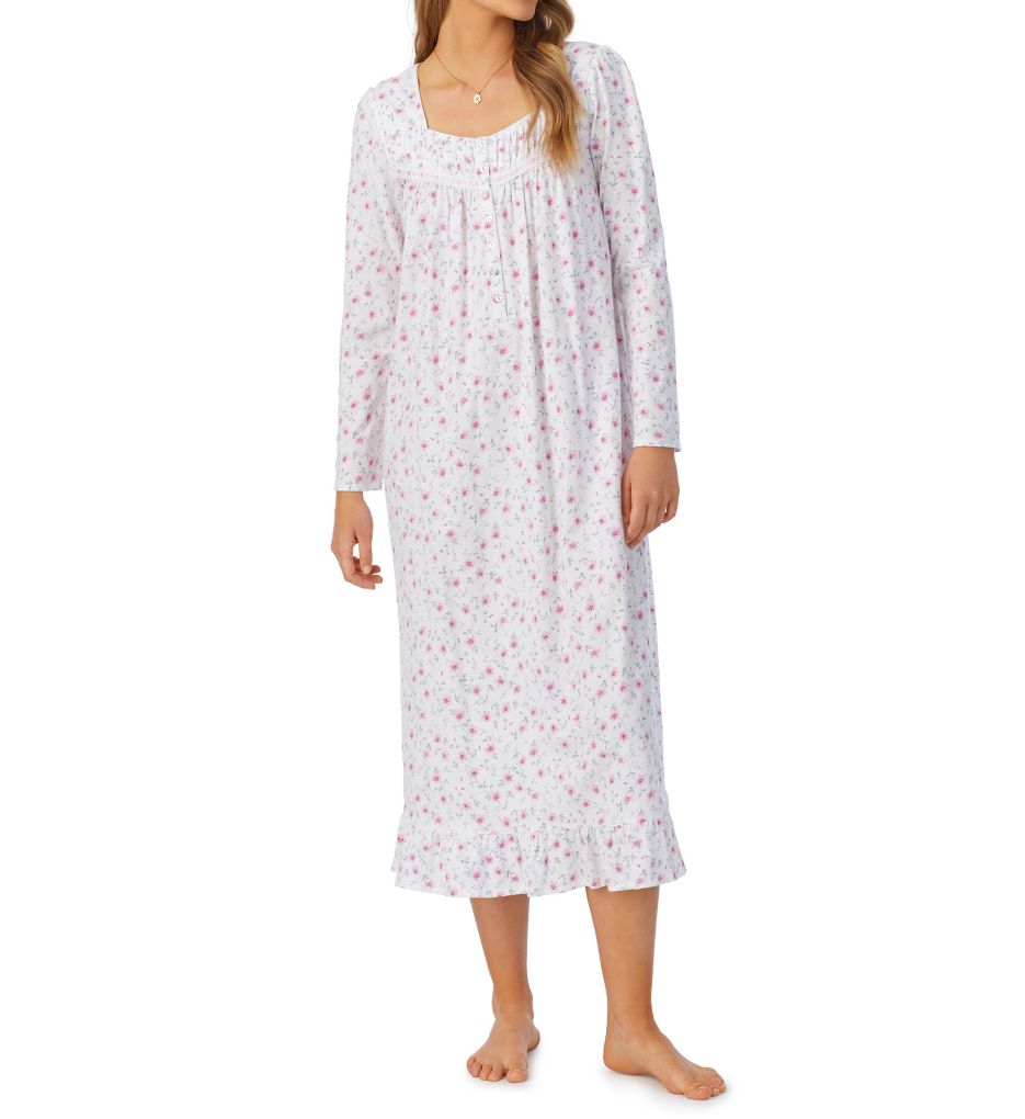 100% Cotton Jersey Knit Long Sleeve Long Nightgown-gs