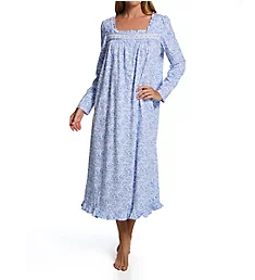 100% Cotton Jersey Knit Long Sleeve Long Nightgown Highlight Blooms S