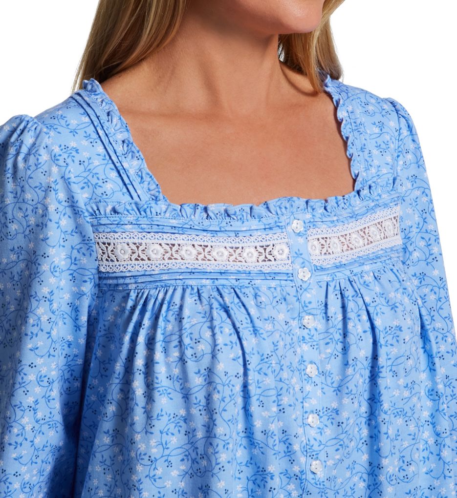 Flannel Blooming Blue Long Sleeve Ballet Nightgown