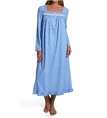 Eileen West 100% Cotton Jersey Knit Long Sleeve Long Nightgown 5826624