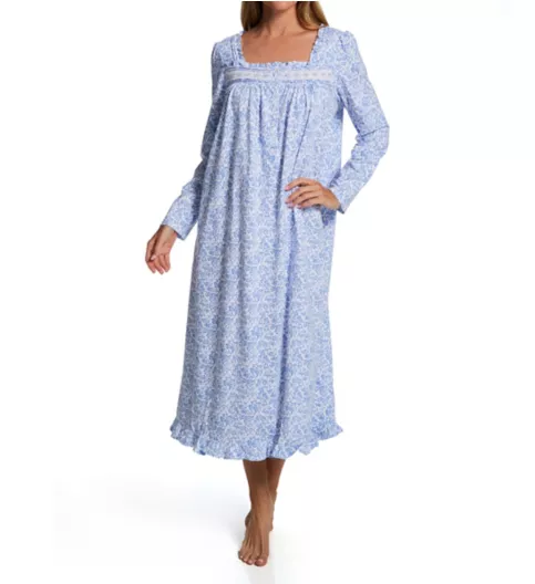 Eileen West 100% Cotton Jersey Knit Long Sleeve Long Nightgown 5826624