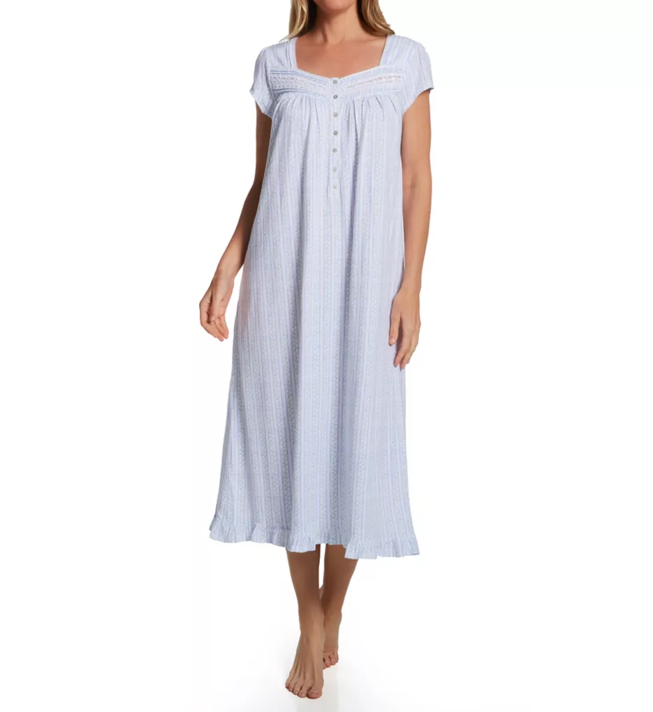 Eileen West 100% Cotton Jersey Knit 48 Cap Sleeve Long Gown E00010 - Image 1