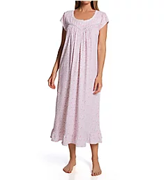100% Cotton Jersey Knit Long Cap Sleeve Nightgown Ditsy Fun S