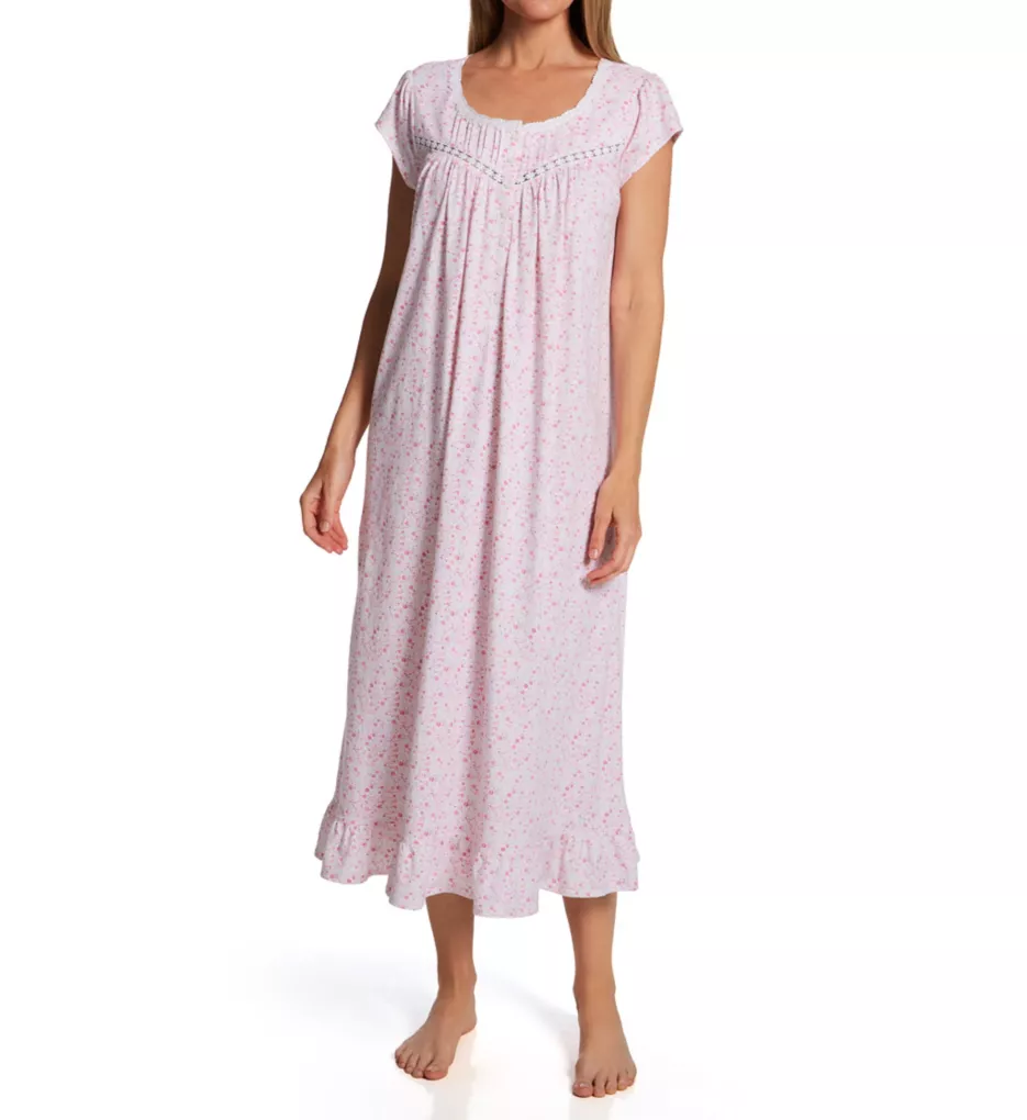 Eileen West 100% Cotton Jersey Knit Long Cap Sleeve Nightgown E00023