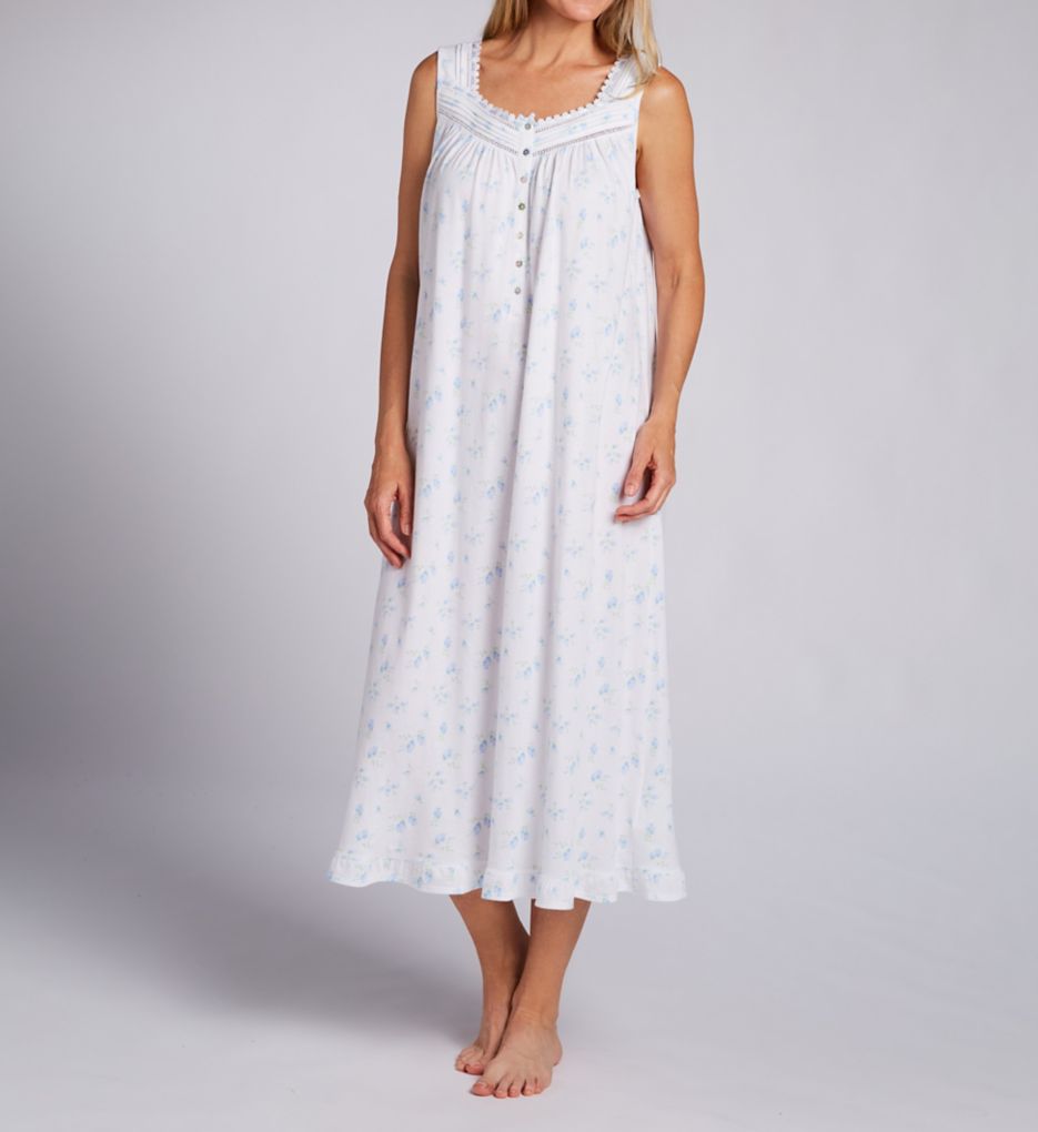 100% Cotton Jersey Knit Long Sleeveless Nightgown-fs