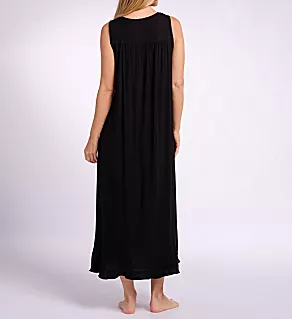 Knit 50'' Sleeveless Ballet Nightgown Black S