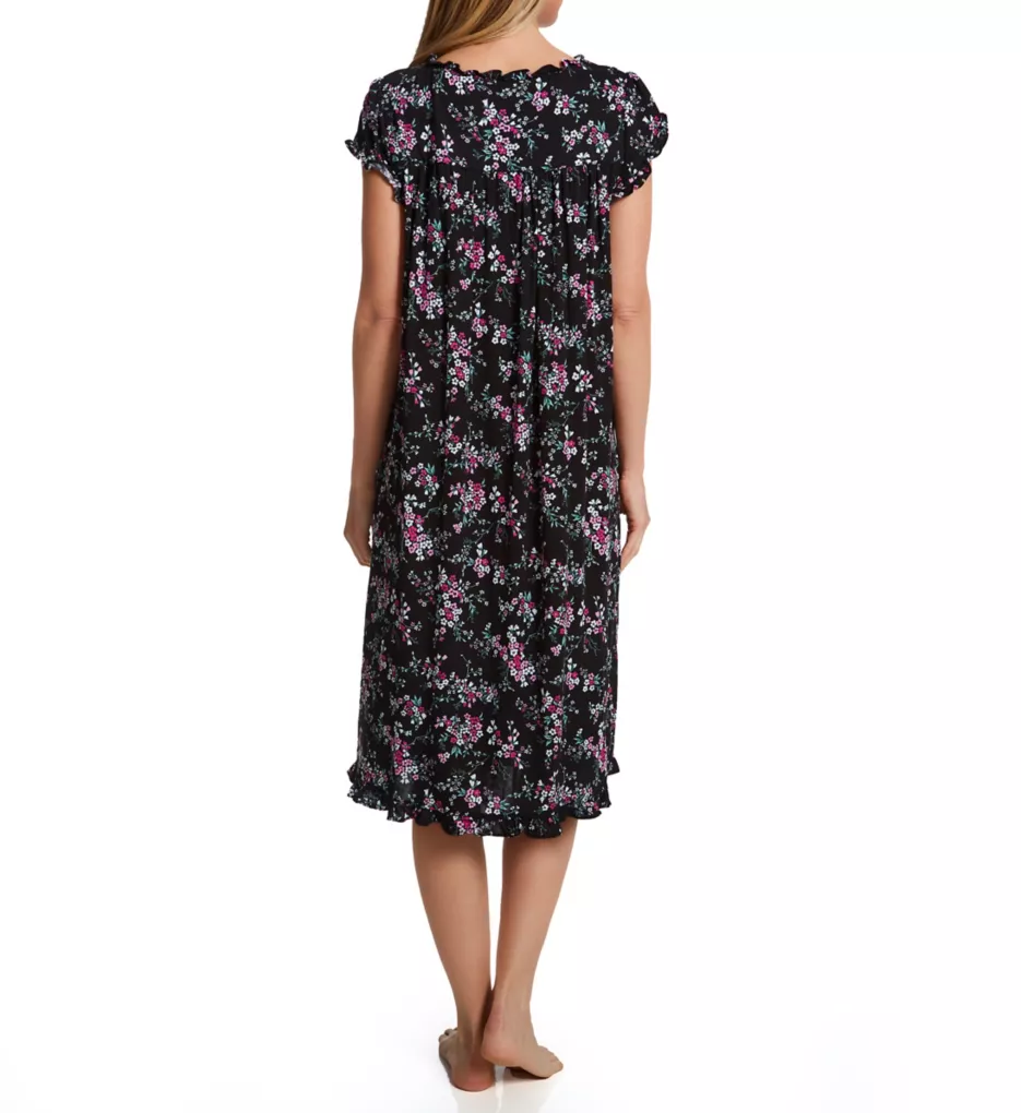 Plus Size Tencel Modal Jersey Knit 42 Nightgown Black Grd. Floral 1X