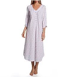 100% Cotton Jersey Knit 48 3/4 Sleeve Nightgown Mini Rose S