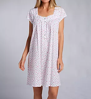 Plus Size 100% Cotton Jersey Knit 38 Short Gown Mini Rose 2X