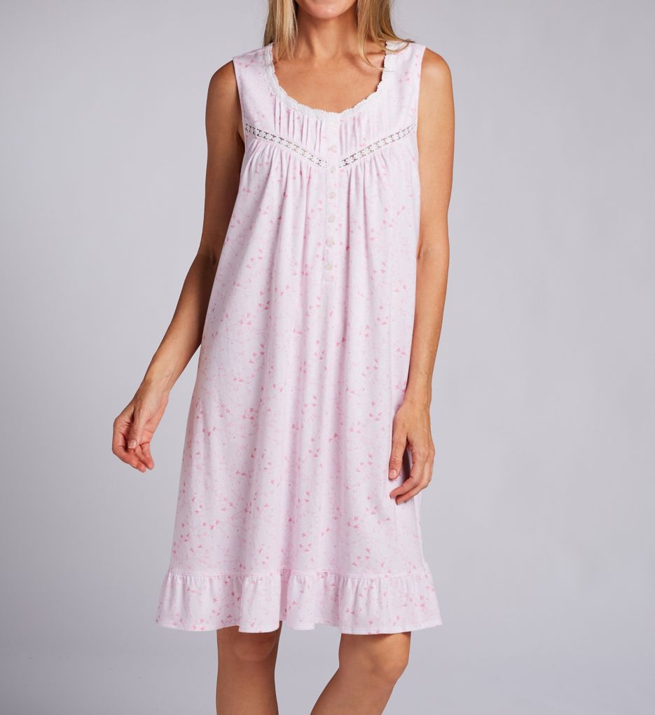 100% Cotton Jersey Knit Short Sleeveless Nightgown-fs