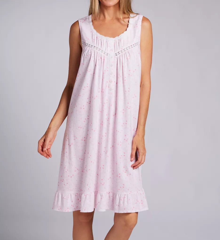Eileen West Plus Size Cotton Jersey Knit Short Sleeveless Gown E20023X
