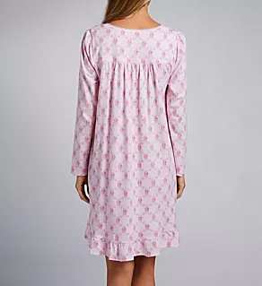 100% Cotton Jersey L/S Short Nightgown Diamond Rose S