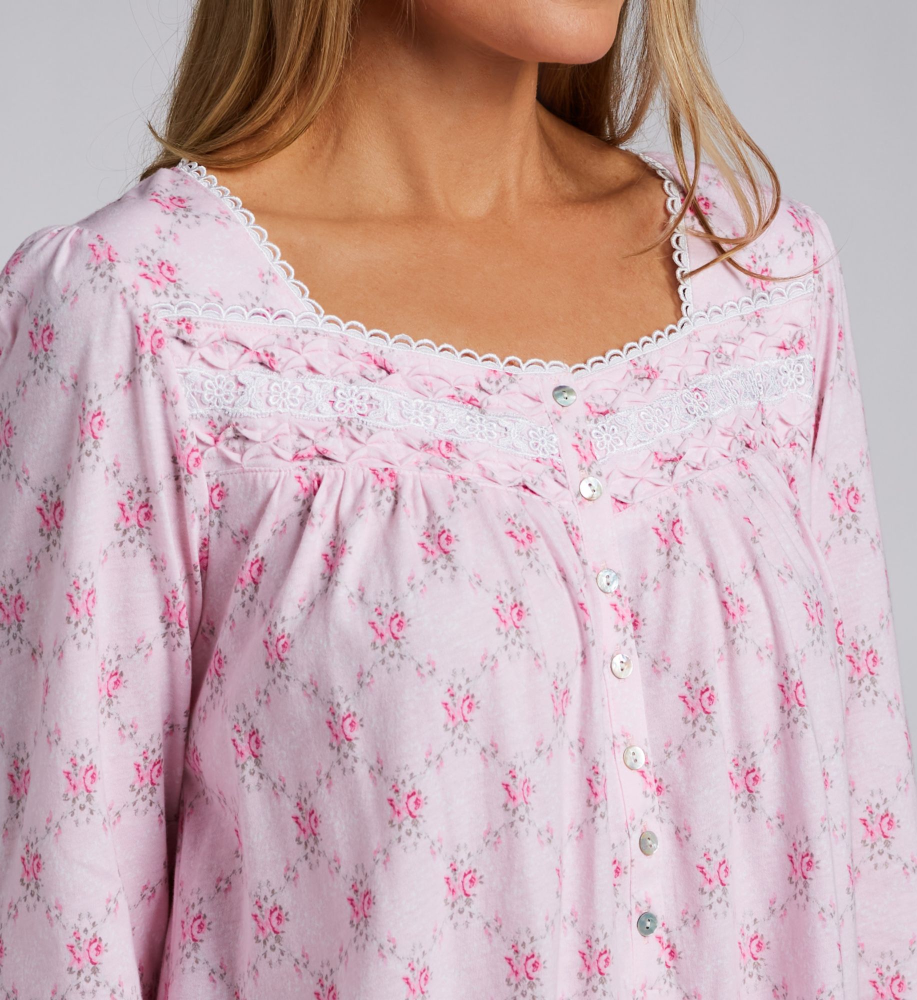Eileen West 100% Cotton Jersey L/S Short Nightgown E20037 - Image 4