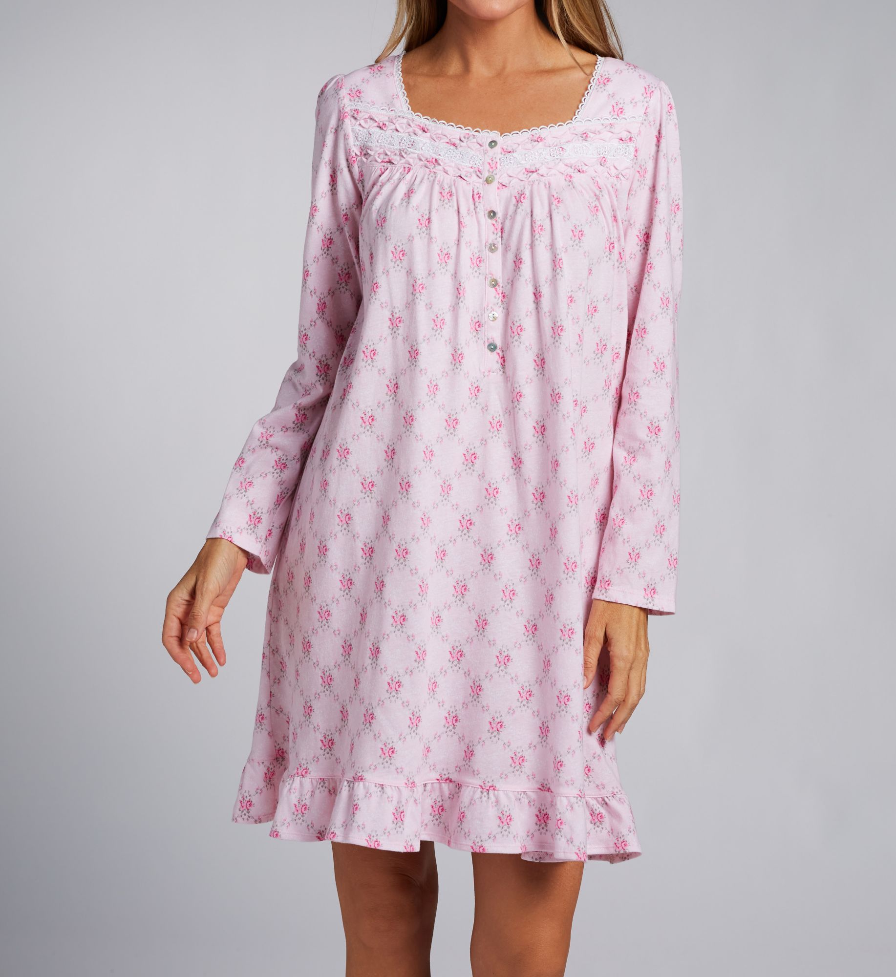 Eileen West 100% Cotton Jersey L/S Short Nightgown E20037 - Image 1