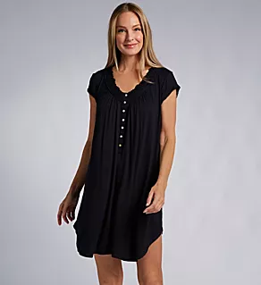 Tencel Modal Jersey 36 New Cap Sleeve Nightshirt Black S