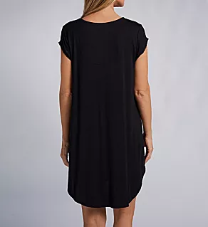 Tencel Modal Jersey 36 New Cap Sleeve Nightshirt Black S