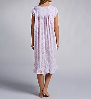 Cotton Modal 42 Cap Sleeve Waltz Nightgown White Pink Ditsy S