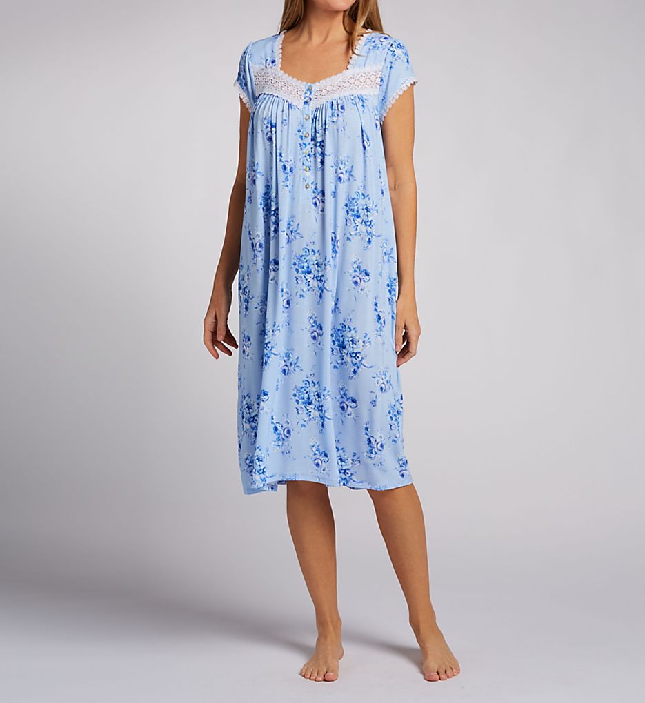 Tencel Modal Jersey 42 Waltz Cap Sleeve Nightgown Blue Garden Rose S