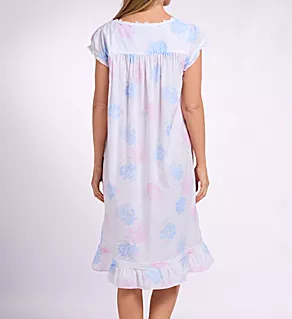 100% Cotton Woven Lawn 42 Cap Sleeve Gown White Grd. Hydrangea S