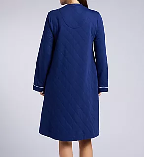 Cotton Rich Diamond Quilt 42 Zip Robe Solid Navy S/M