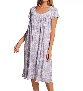 Floral Tencel Modal Waltz Cap Sleeve Gown Charcoal Multi Floral S