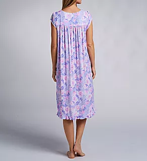 Plus Size Tencel Modal 42 Cap Sleeve Nightgown Water Rose 1X