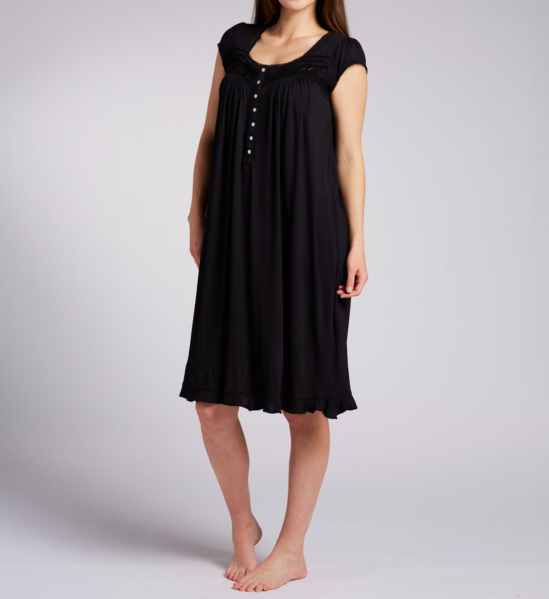 Eileen West Plus Size Tencel Modal 42 Cap Sleeve Nightgown Black 2X  - Image 1
