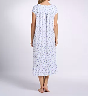 48 Short Cap Sleeve Nightgown White Grd Tulips & Dot S