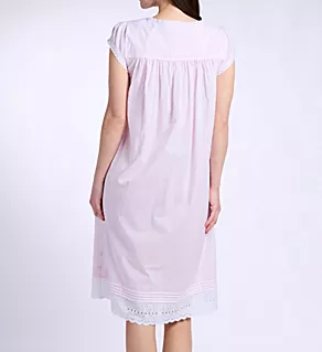 Cotton Lawn 42 Cap Sleeve Gown White Grd Pink Gingham L