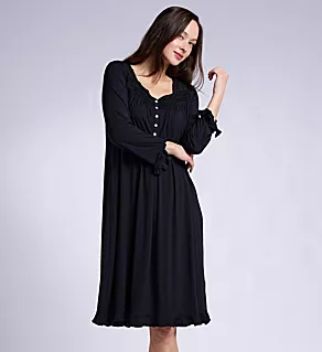 Iconic Tencel Modal Long Sleeve Ballet Nightgown Solid Black S
